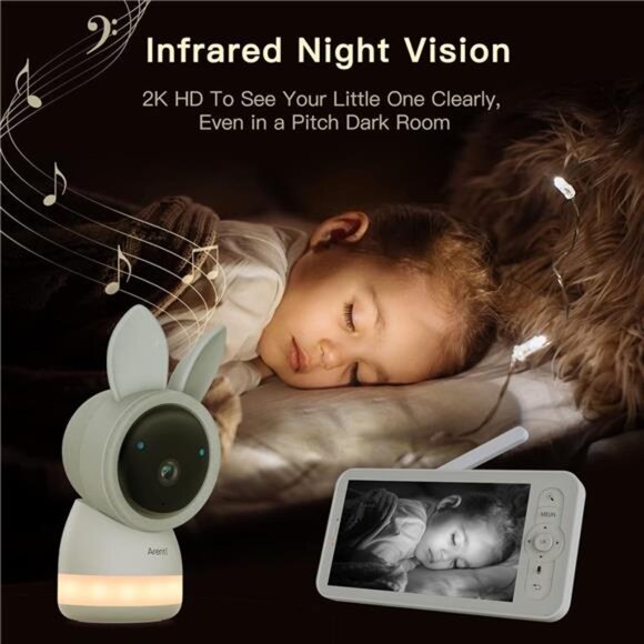 Video Baby Monitor, Audio Monitor with 2K Ultra HD WiFi Camera,5" Color Display - Picture 5 of 7